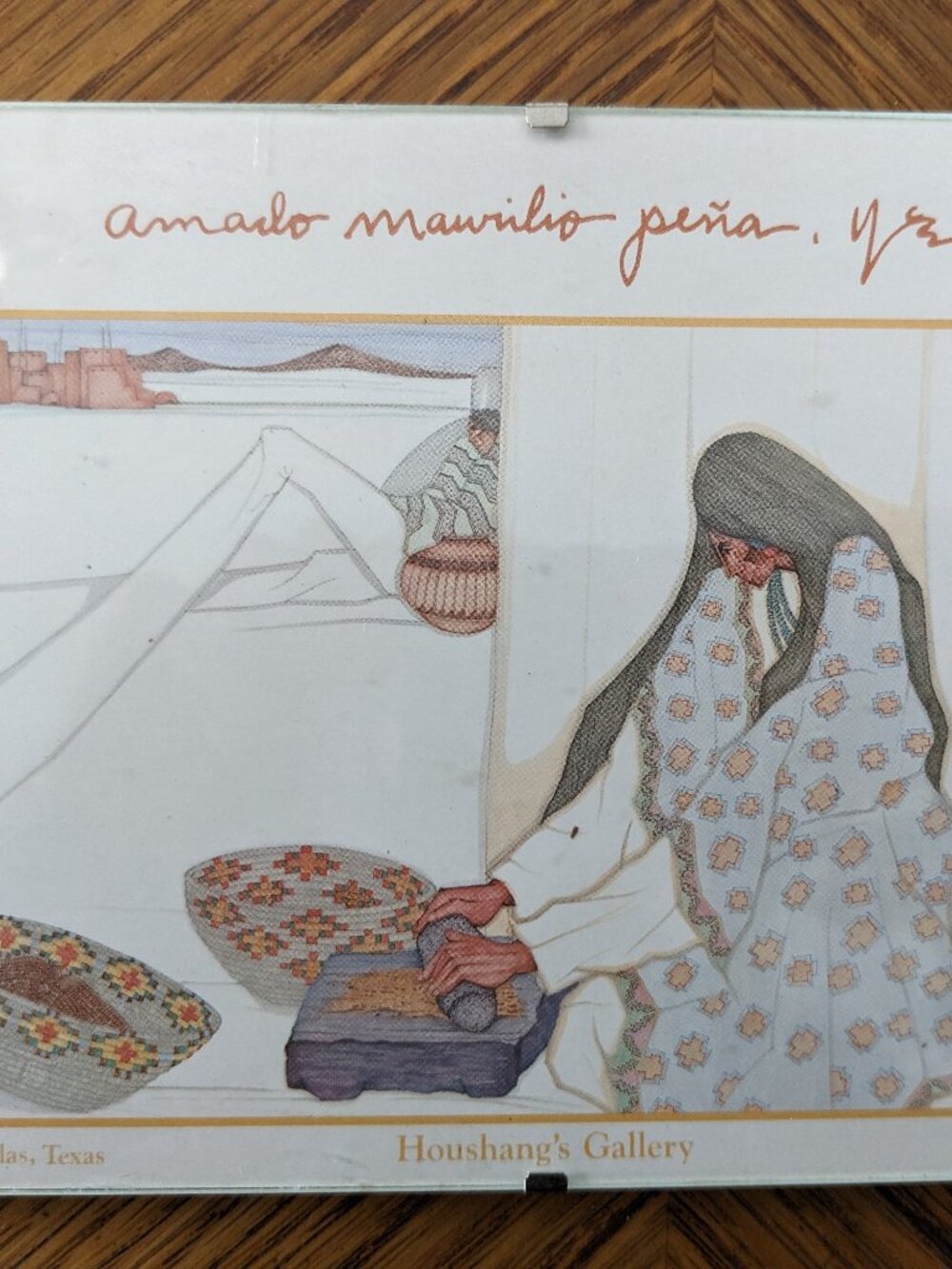 Amado Maurilio Pena Native American Woman Rolling Masa 1983 Vintage Art Print 5x
